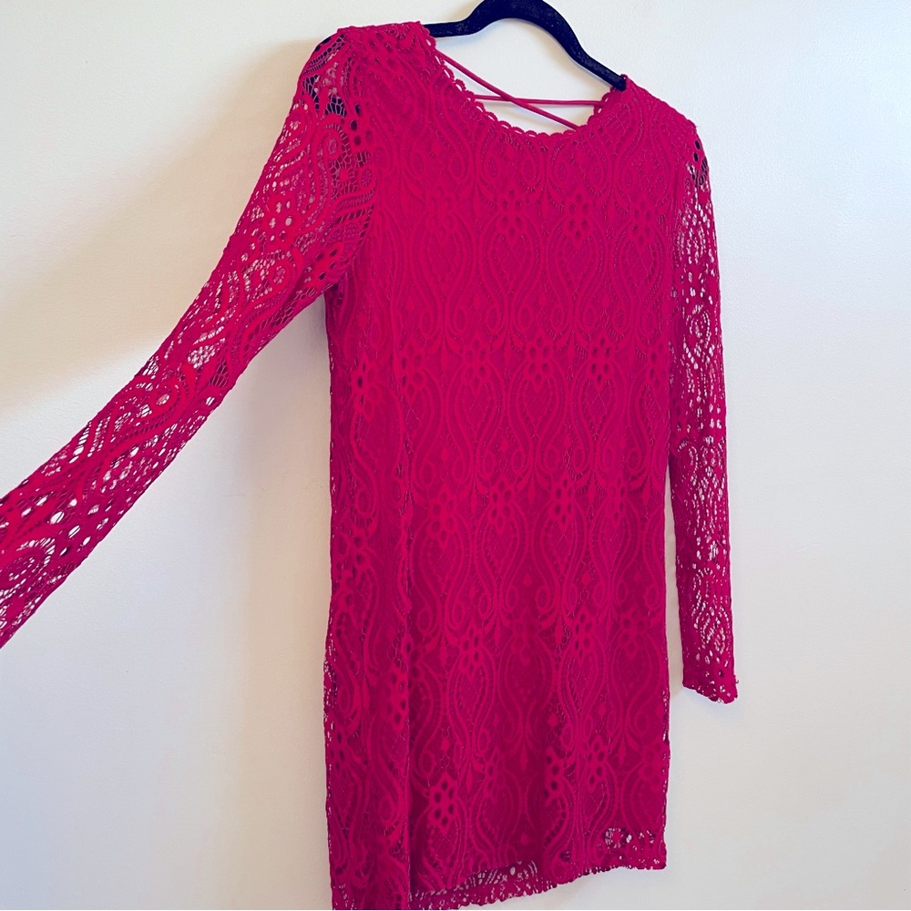 She + Sky red lace dress